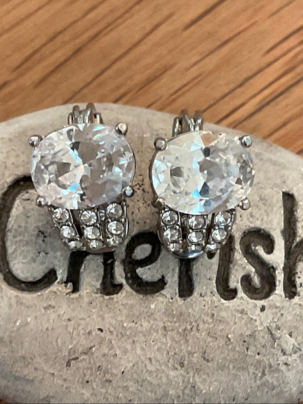 Vintage Monet Rhinestone Clip On Earrings Art Deco Inspired